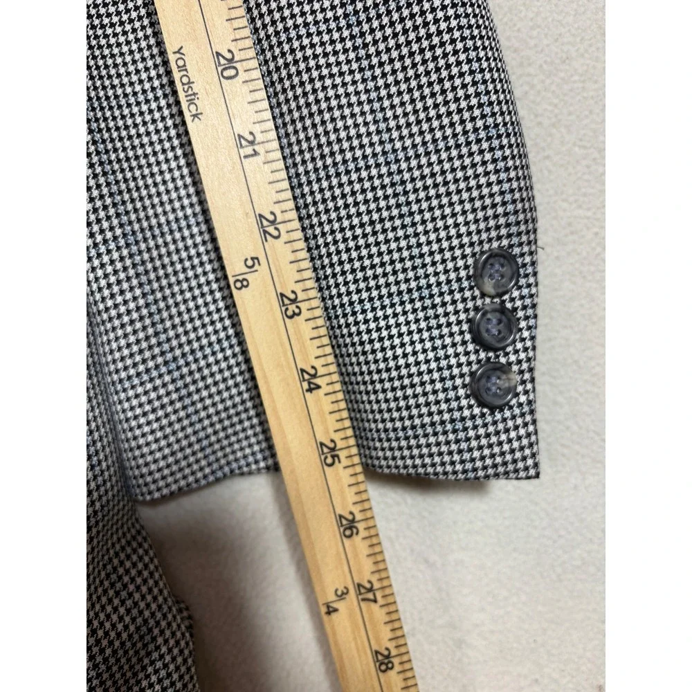 Hart Schaffner Marx‎ Mens 44L Houndstooth Blazer Sport Coat Blue Overcheck USA